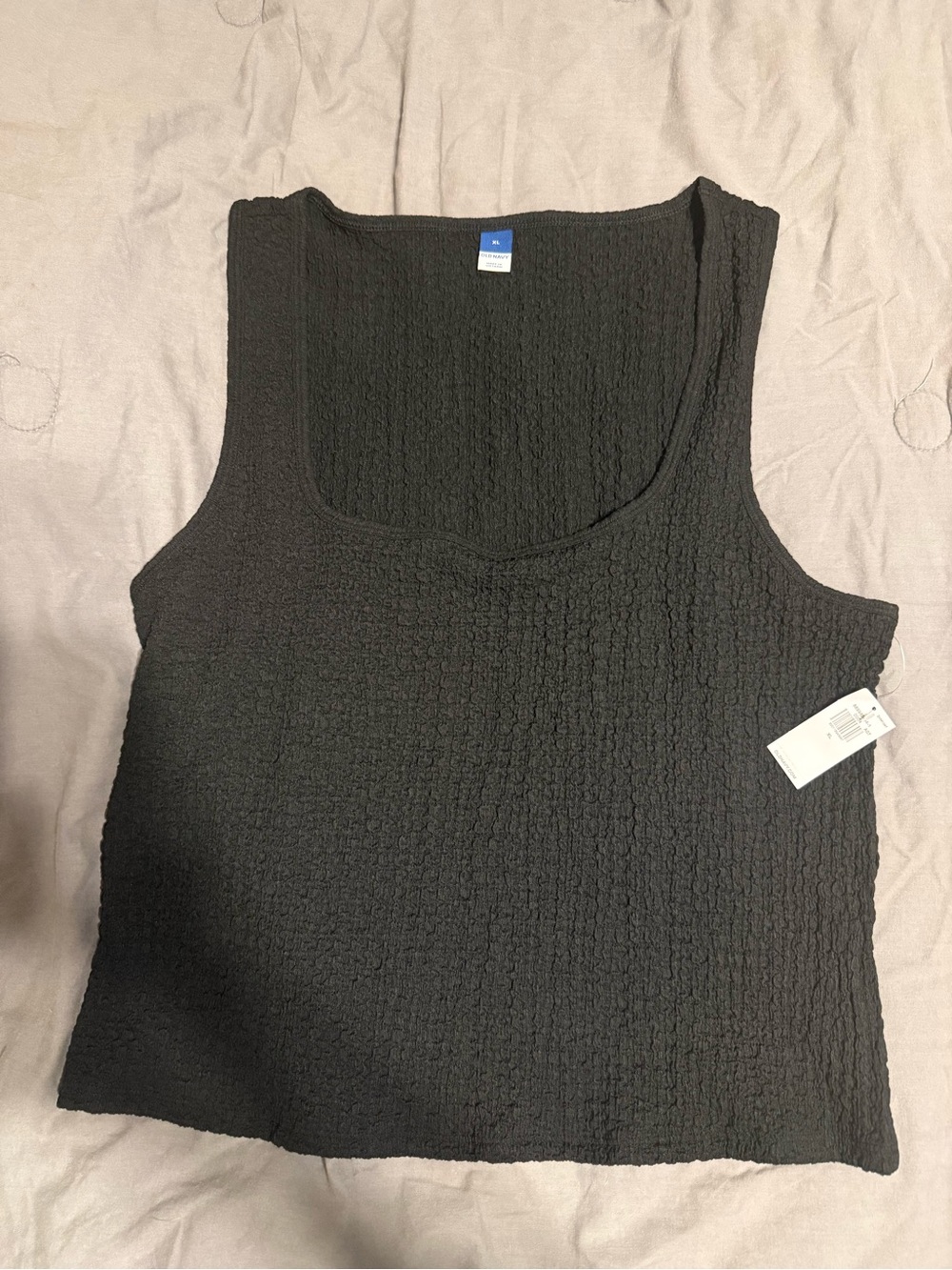 Old Navy Black Textured Scoop Neck Tank
